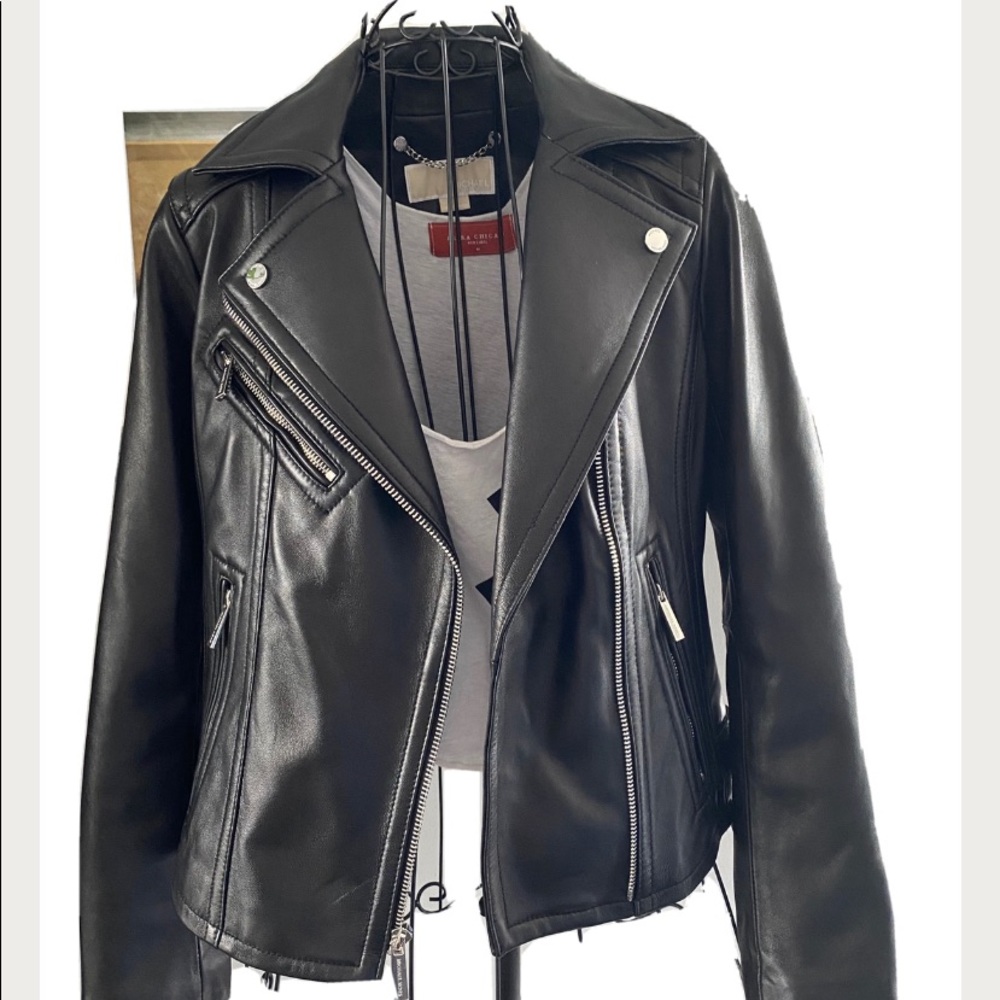 Michael Kors Leather Biker Jacket